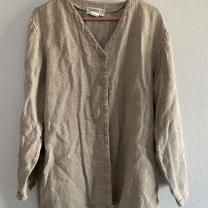 Vintage Timbuktu Station Lagenlook 100% Linen Top Jacket Natural Medium